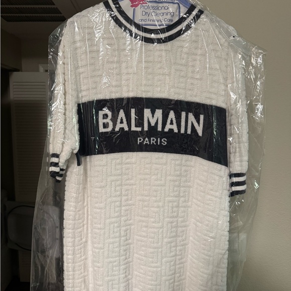 Balmain Navy blue and White Knit Top
